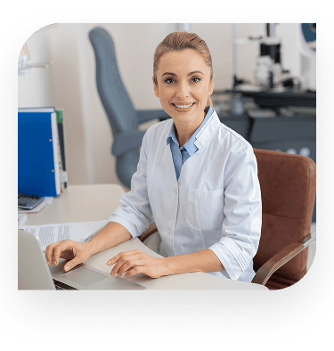 A crisp, professional stock photograph depicting a medical interaction, clinic interior, or therapeutic application context